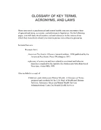 Glossary of Key Terms, Acronyms, and Laws