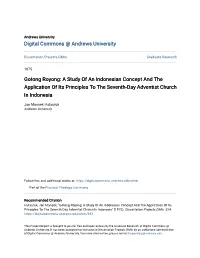 Gotong Royong: a Study of an Indonesian Concept and the Application of Its Principles to the Seventh-Day Adventist Church in Indonesia