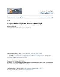 Indigenous Knowledge and Traditional Knowledge
