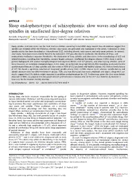 Slow Waves and Sleep Spindles in Unaffected First-Degree Relatives