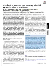 Geochemical Transition Zone Powering Microbial Growth in Subsurface Sediments