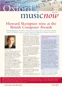 Howard Skempton Wins at the British Composer Awards