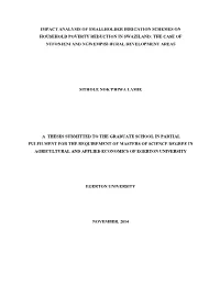 Impact Analysis of Smallholder Irrigation Schemes on Household Poverty Reduction in Swaziland: the Case of Ntfonjeni and Ngwempisi Rural Development Areas