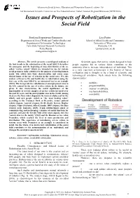 Issues and Prospects of Robotization in the Social Field