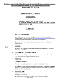 Pecuniary Interests Relating to Any Items of Business to Be Discussed at This Meeting
