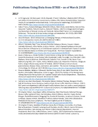Publications Using Data from BTRIS – As of March 2018