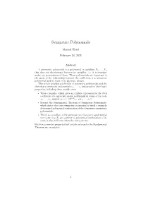 Symmetric Polynomials