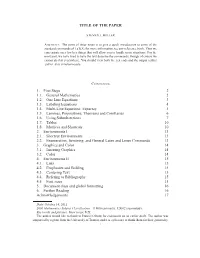 TITLE of the PAPER 1. First Steps 2 1.1. General Mathematics 2 1.2