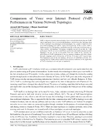 Voip) Performances in Various Network Topologies
