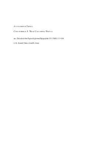 Alexander Jones Calendrica I: New Callippic Dates