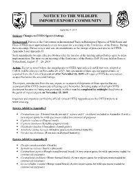 Changes to CITES Species Listings