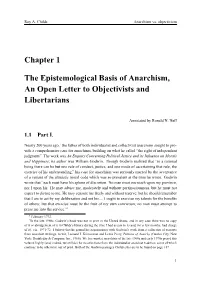 Chapter 1 the Epistemological Basis of Anarchism, an Open Letter To