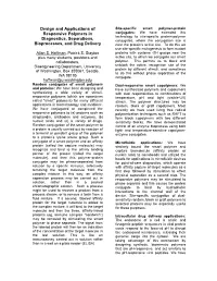 Design and Applications of Responsive Polymers In