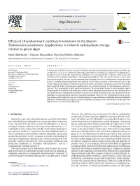 Effects of Chrysolaminarin Synthase Knockdown in the Diatom Thalassiosira Pseudonana: Implications of Reduced Carbohydrate Storage Relative to Green Algae