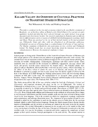 Kalash Valley: an Overview of Cultural Practices on Transitory Stages in Human Life