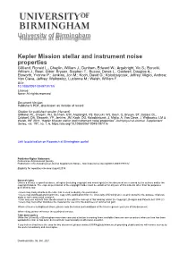 Kepler Mission Stellar and Instrument Noise Properties
