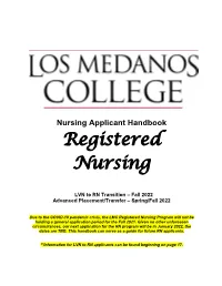 Nursing Applicant Handbook Registered Nursing