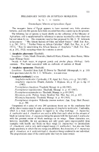 Preliminary Notes on Egyptian Mosquitos