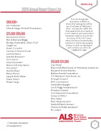 2020 Annual Report Donor List