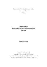 Ambiguous Bikās: History of the Concept of Development in Nepal 1900–2006