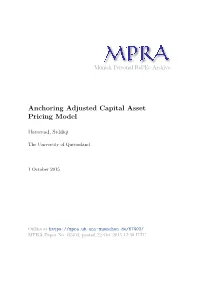 Anchoring Adjusted Capital Asset Pricing Model