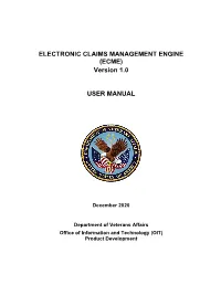 ELECTRONIC CLAIMS MANAGEMENT ENGINE (ECME) Version 1.0