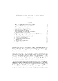 QUADRATIC FORMS CHAPTER I: WITT's THEORY Contents 1. Four