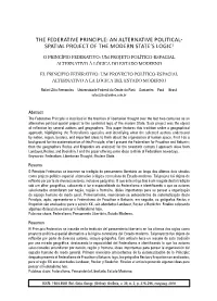 The Federative Principle: an Alternative Political- Spatial Project of the Modern State’S Logic1