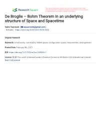 1 De Broglie – Bohm Theorem in an Underlying Structure of Space And
