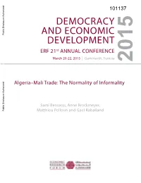 Algeria–Mali Trade: the Normality of Informality