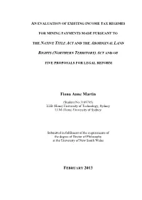 An Evaluation of Existing Income Tax Regimes for Mining