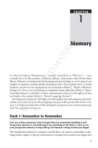 COPYRIGHTED MATERIAL Hack 1: Remember to Remember