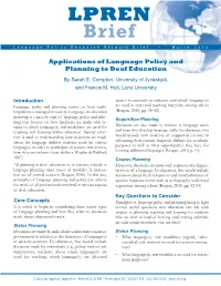 Applications of Language Policy and Planning to Deaf Education