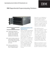IBM Departmental Supercomputing Solutions