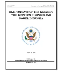 Kleptocrats of the Kremlin: Ties Between Business and Power in Russia
