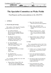 The Specialist Committee on Wake Fields Final Reports and Recommendations to the 25Th ITTC