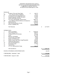 UNIVERSITY INTERSCHOLASTIC LEAGUE REPORT of REVENUES and EXPENDITURES COMBINING ALL BUDGET GROUPS for the Fiscal Year Ended August 31, 2005