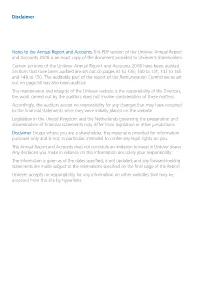 Annual Report and Accounts 2008 Is an Exact Copy of the Document Provided to Unilever’S Shareholders