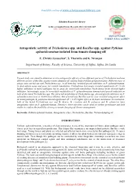 Antagonistic Activity of Trichoderma Spp. and Bacillus Spp. Against Pythium Aphanidermatum Isolated from Tomato Damping Off