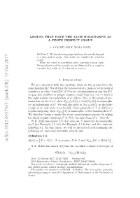 Groups That Have the Same Holomorph As a Finite Perfect Group