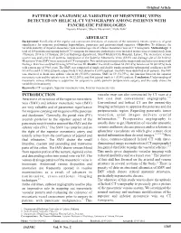 Pattern of Anatomical Variation of Mesenteric Veins Detected On
