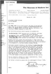 SHOWING of SECOND PROGRAM of FILMS January 28, 1936