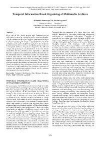Temporal Information Based Organizing of Multimedia Archives