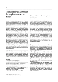Transsartorial Approach for Saphenous Nerve Block
