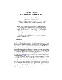 A Decision Procedure for String to Code Point Conversion‹