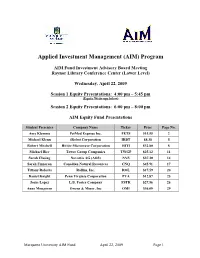 Applied Investment Management (AIM) Program