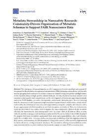 Community-Driven Organisation of Metadata Schemas to Support FAIR Nanoscience Data