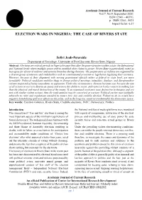 Election Wars in Nigeria: the Case of Rivers State