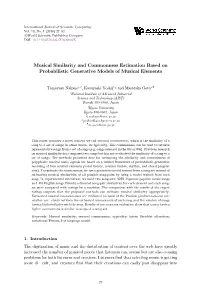 Musical Similarity and Commonness Estimation Based on Probabilistic Generative Models of Musical Elements
