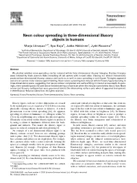 Neon Colour Spreading in Three-Dimensional Illusory Objects in Humans